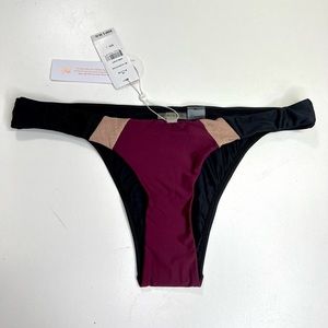 PilyQ Color Block Bikini Bottom in Vino New With Tags Size Large